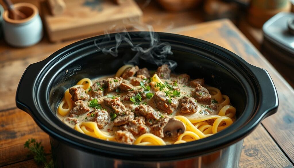 beef stroganoff slow cooker recipe