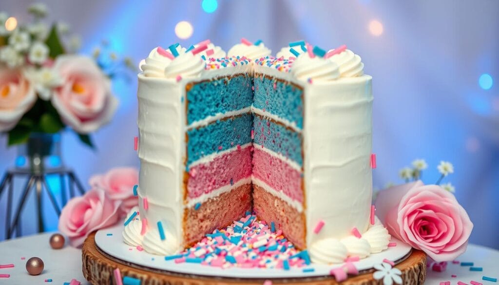 gender reveal cake inside