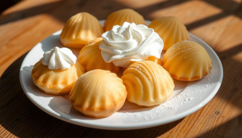 madeline cookies with whipped cream