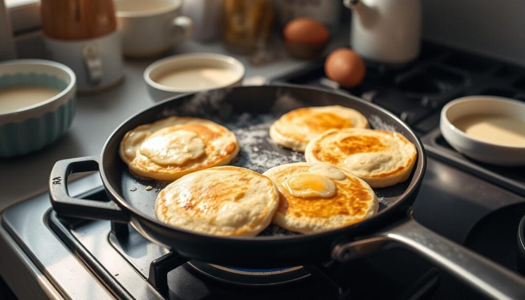 no-rise pancakes cooking