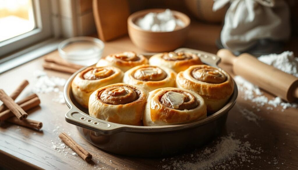 sourdough cinnamon rolls baking